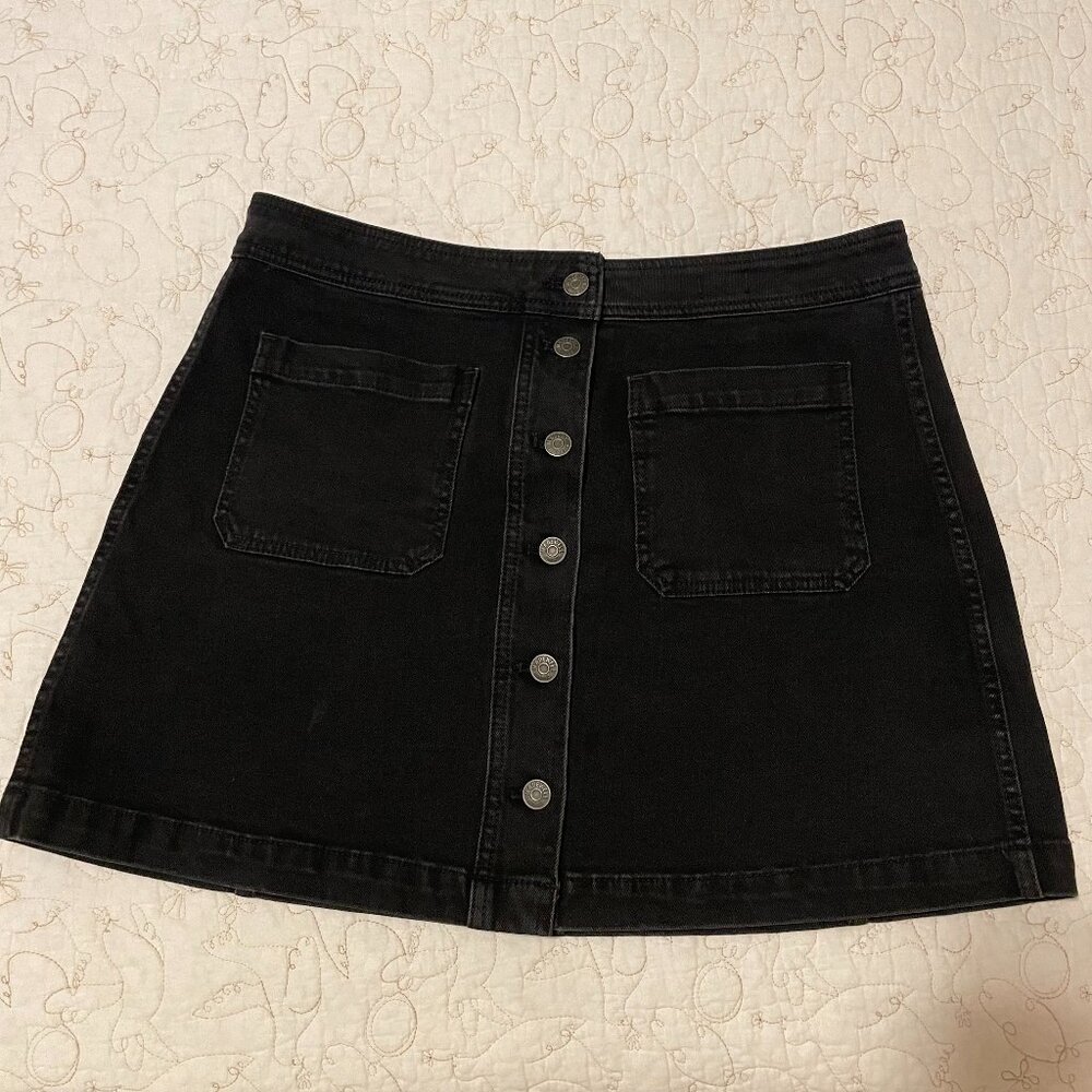 MADEWELL Stretch Denim A-Line Mini Skirt Size 12 Black